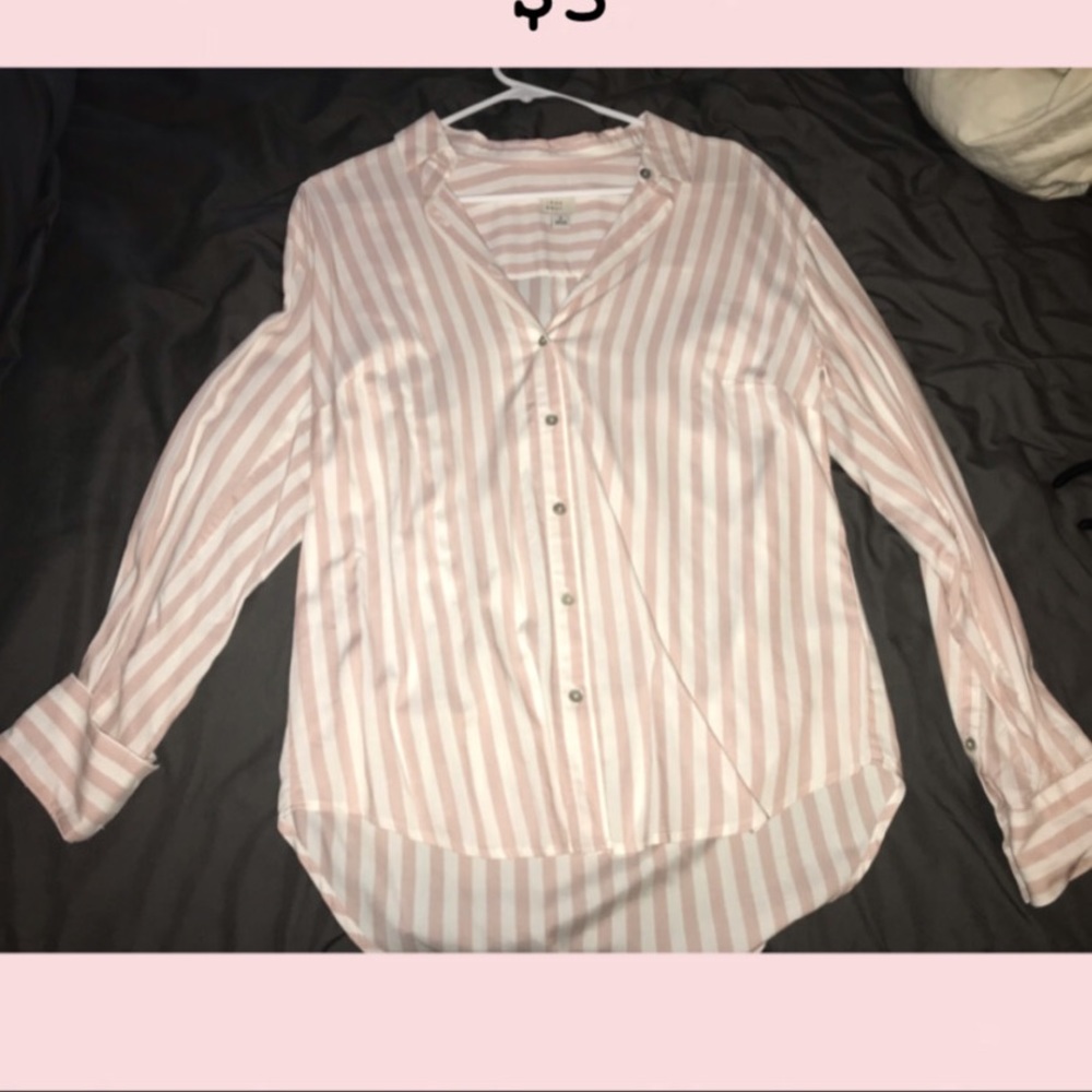 Pink striped button down top
